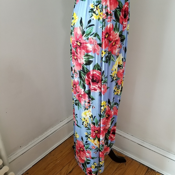 Floral Blue Dress, SIZE S, Open In the front. - Picture 8 of 16